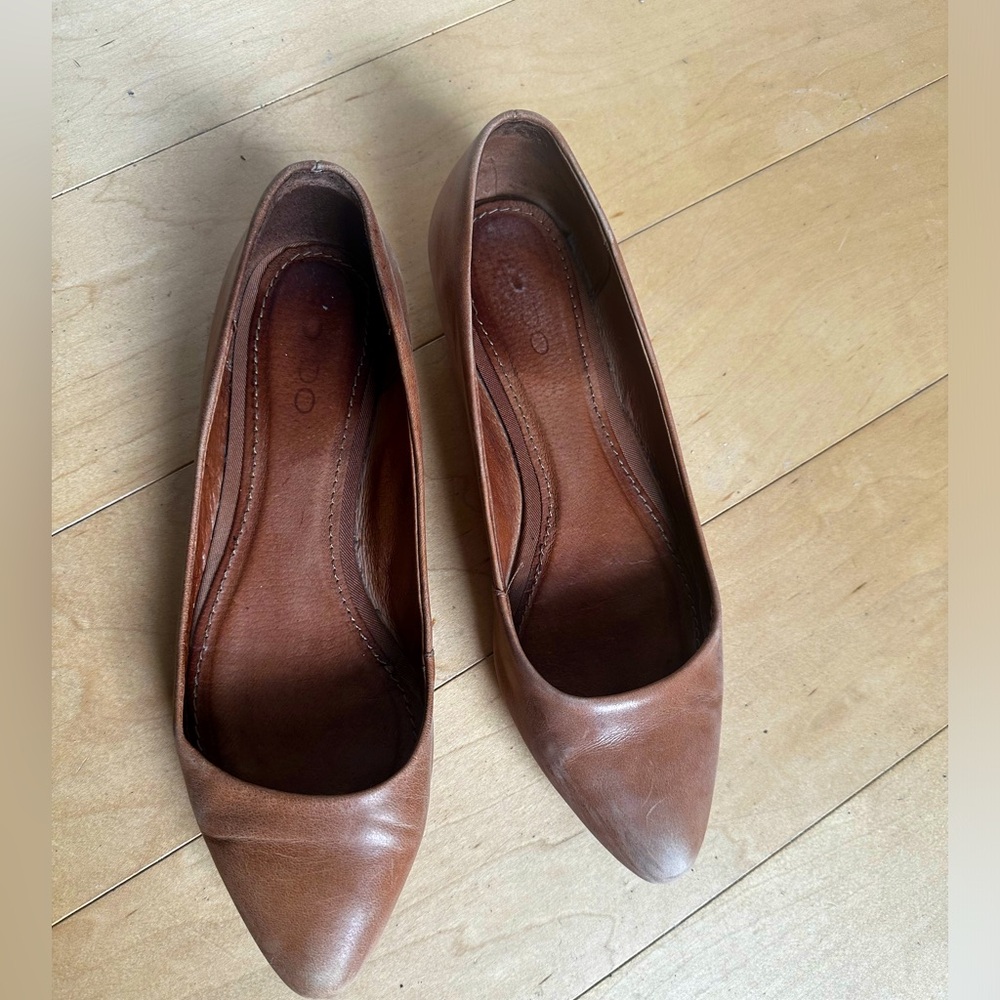 Aldo Brown Leather Flats, Size 39